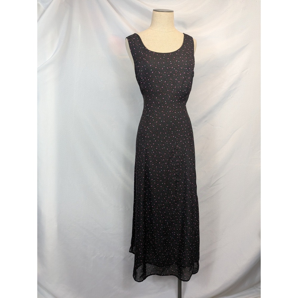 Danny & Nicole Black Floral‎ Maxi Dress Size 14 Dark Romance Cottagecore Goth